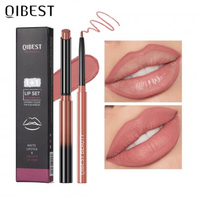 Qibest Matte Lip Liner & Lipstick - 12 Color